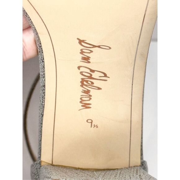 Sam‎ Edelman Sandals Womens Size 9.5 Silver Ankle Strap Metallic Block Heel - Picture 11 of 12